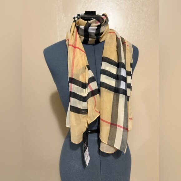 Burberry Beige and Black Checkered Scarf - Picture 2 of 5